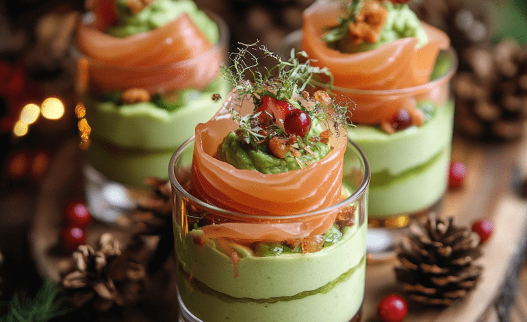 Christmas Mousse with Avocado and Salmon