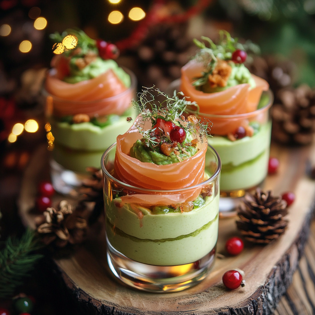 Christmas Mousse with Avocado and Salmon