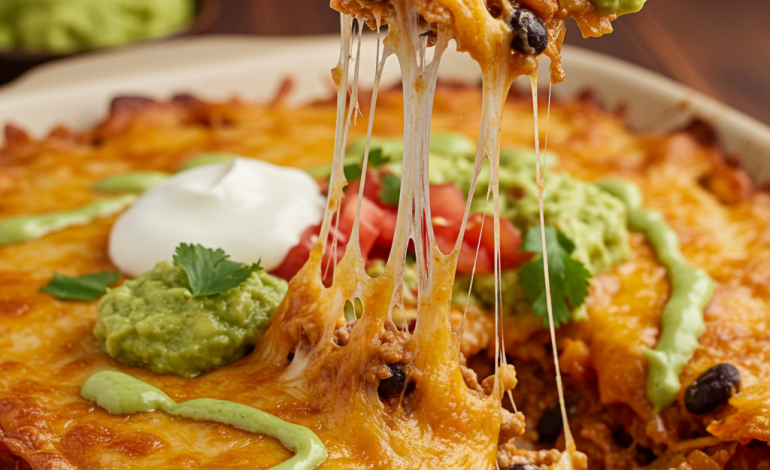 Loaded Nacho Casserole with Avocado Crema: A Flavorful Comfort Food