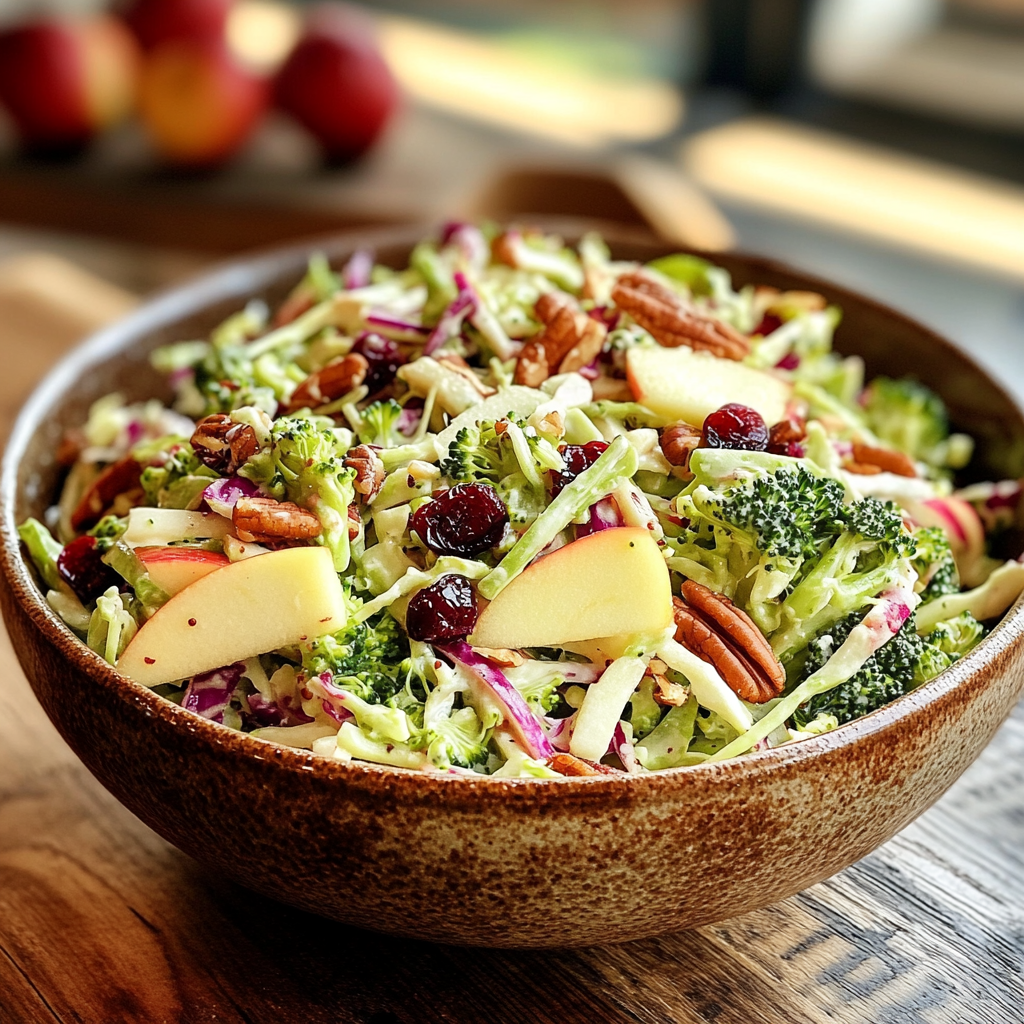 Apple Broccoli Slaw with Cranberry Pecan Dressing – Fresh and Flavorful Recipe