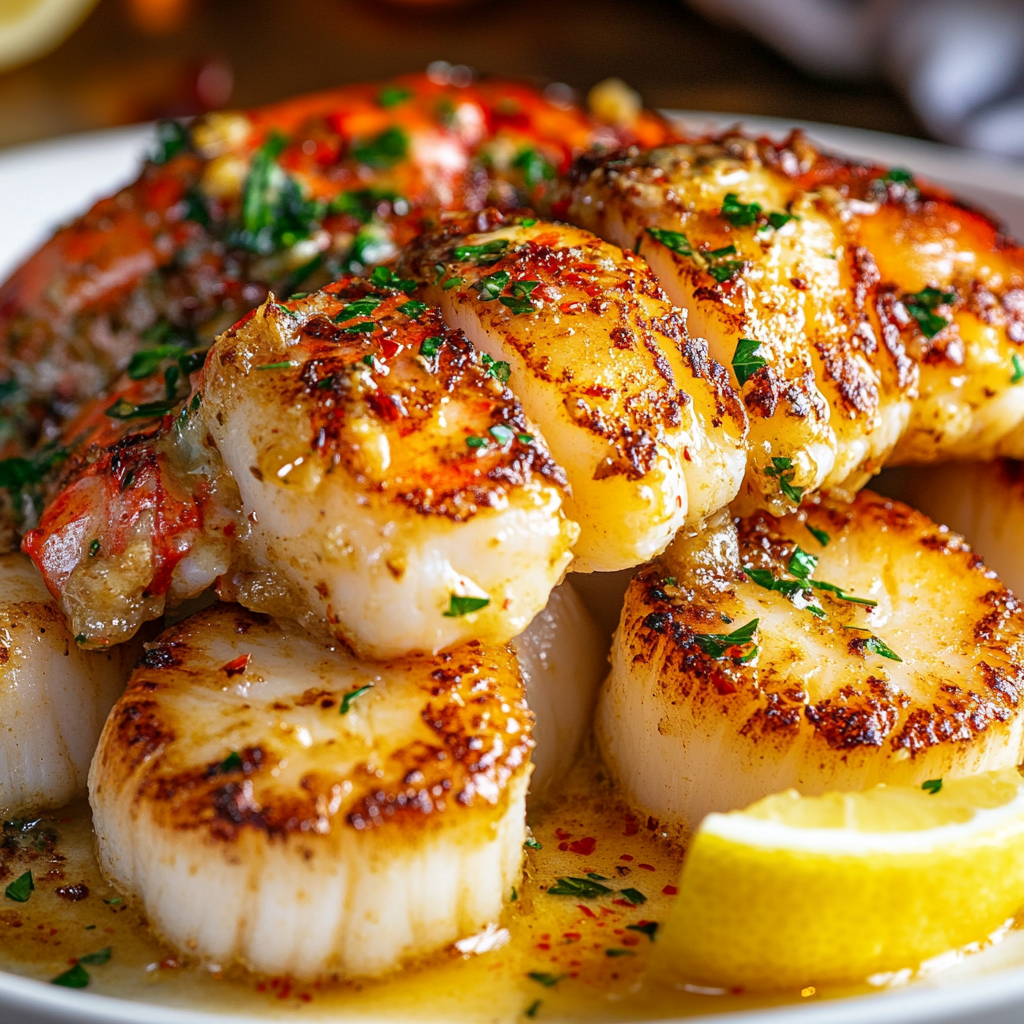 Garlic Butter Lobster and Scallops: A Luxurious Seafood Delight